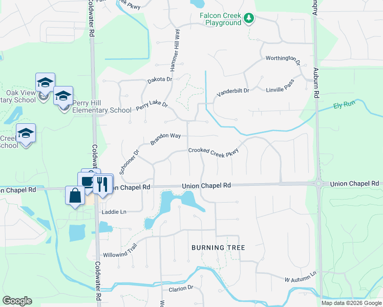 map of restaurants, bars, coffee shops, grocery stores, and more near 12834 Calaway Drive in Fort Wayne