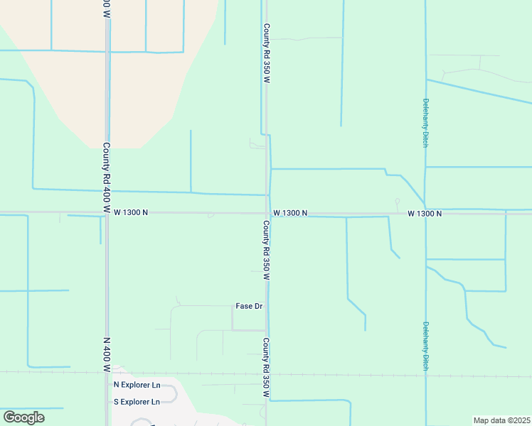 map of restaurants, bars, coffee shops, grocery stores, and more near County Road 350 West in Jasper County