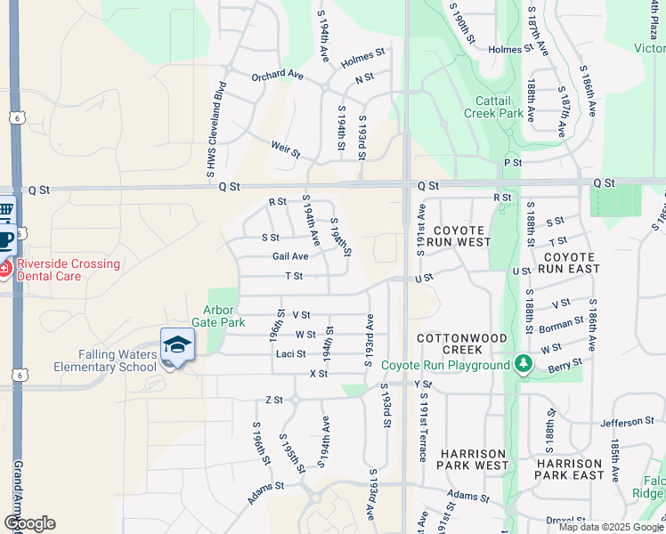map of restaurants, bars, coffee shops, grocery stores, and more near 5463 South 194th Avenue in Omaha