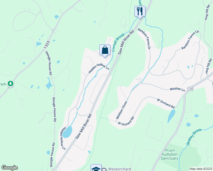 map of restaurants, bars, coffee shops, grocery stores, and more near 550 Saw Mill River Road in Millwood