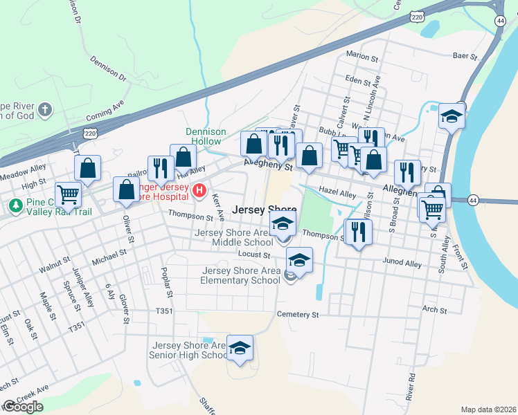map of restaurants, bars, coffee shops, grocery stores, and more near in Jersey Shore