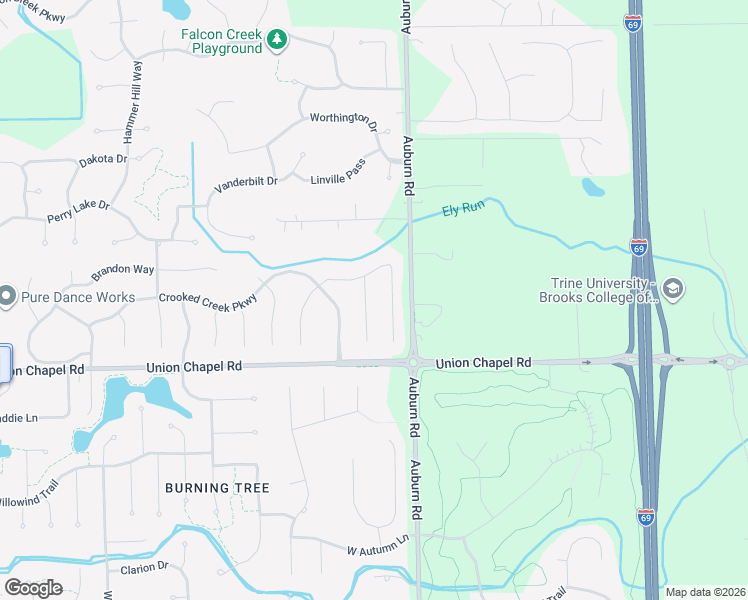 map of restaurants, bars, coffee shops, grocery stores, and more near 12830 Chaplin Court in Fort Wayne