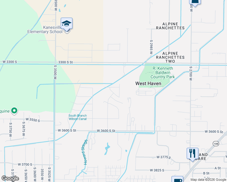 map of restaurants, bars, coffee shops, grocery stores, and more near 3129 West 3450 South Street in West Haven
