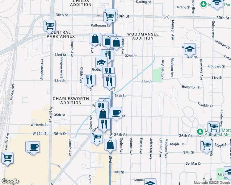 map of restaurants, bars, coffee shops, grocery stores, and more near 400 34th Street in Ogden