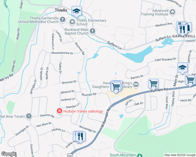 map of restaurants, bars, coffee shops, grocery stores, and more near 6 Crescent Drive in Thiells