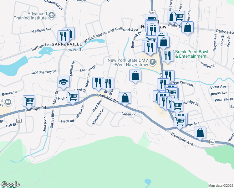 map of restaurants, bars, coffee shops, grocery stores, and more near 19 Stanley Road in West Haverstraw
