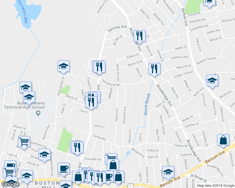 map of restaurants, bars, coffee shops, grocery stores, and more near 371 Henry Avenue in Stratford