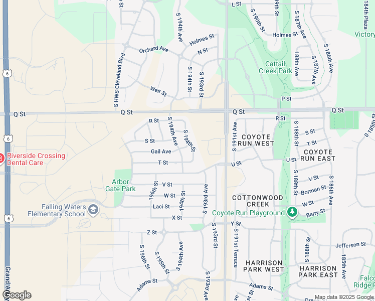 map of restaurants, bars, coffee shops, grocery stores, and more near 5463 South 194th Avenue in Omaha