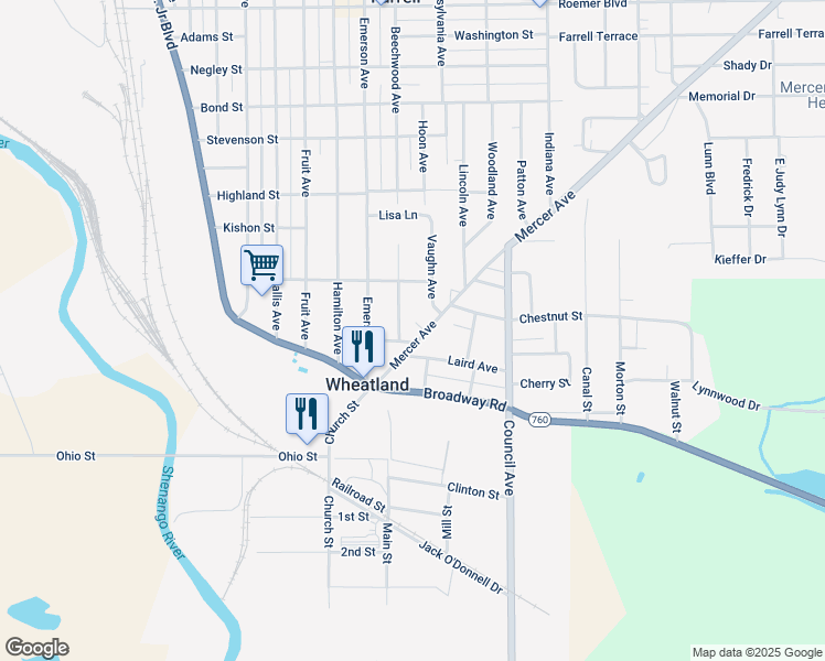 map of restaurants, bars, coffee shops, grocery stores, and more near 9 Laird Street in Wheatland