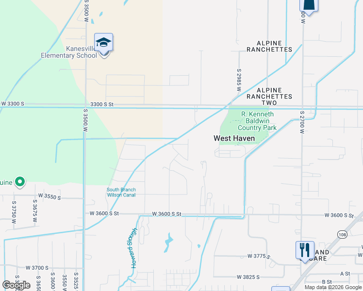 map of restaurants, bars, coffee shops, grocery stores, and more near 3119 West 3450 South Street in West Haven