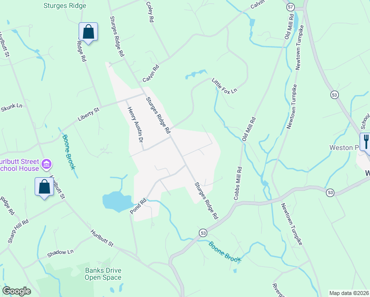 map of restaurants, bars, coffee shops, grocery stores, and more near 73 Sturges Ridge Road in Wilton