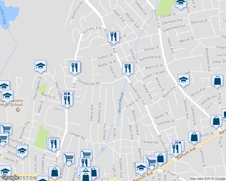 map of restaurants, bars, coffee shops, grocery stores, and more near 770 Light Street in Stratford