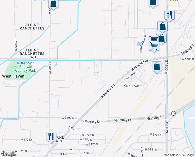 map of restaurants, bars, coffee shops, grocery stores, and more near 3491 Midland Drive in West Haven