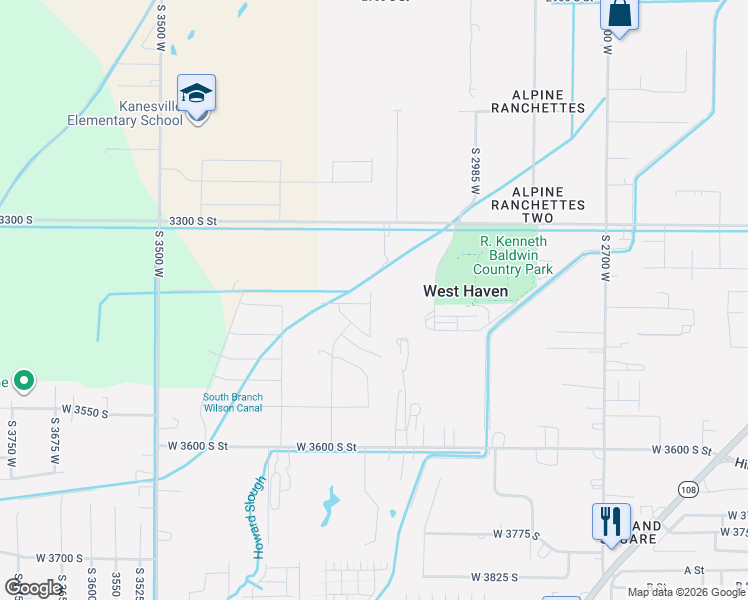 map of restaurants, bars, coffee shops, grocery stores, and more near 3448 South 3100 West in West Haven