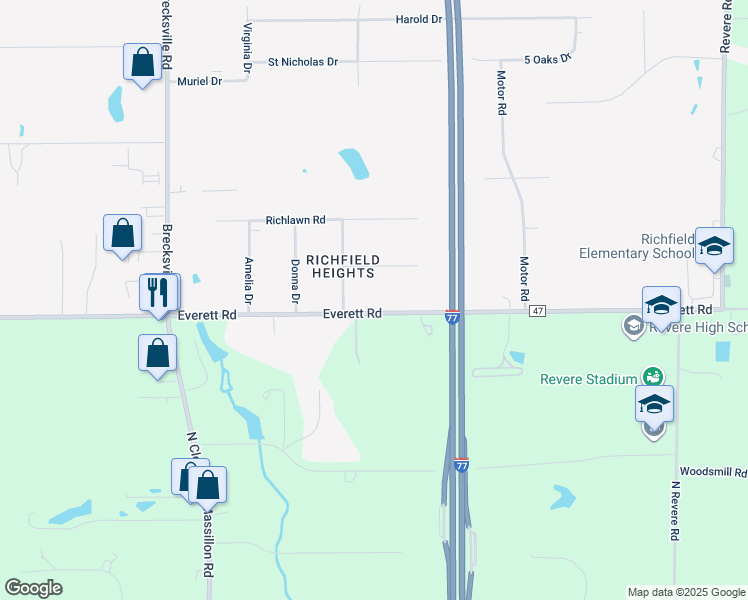 map of restaurants, bars, coffee shops, grocery stores, and more near 3700 Paula Drive in Richfield