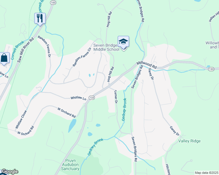 map of restaurants, bars, coffee shops, grocery stores, and more near 1 Turner Drive in Chappaqua
