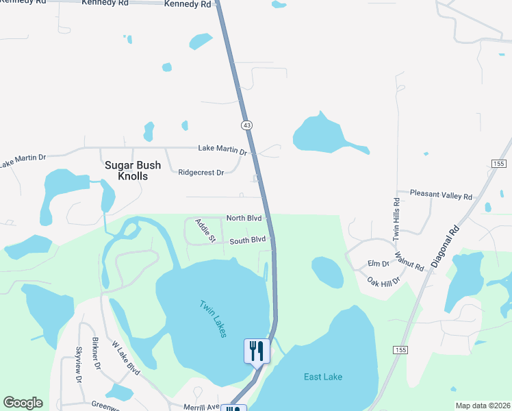 map of restaurants, bars, coffee shops, grocery stores, and more near 7800 Cleveland Canton Road in Streetsboro