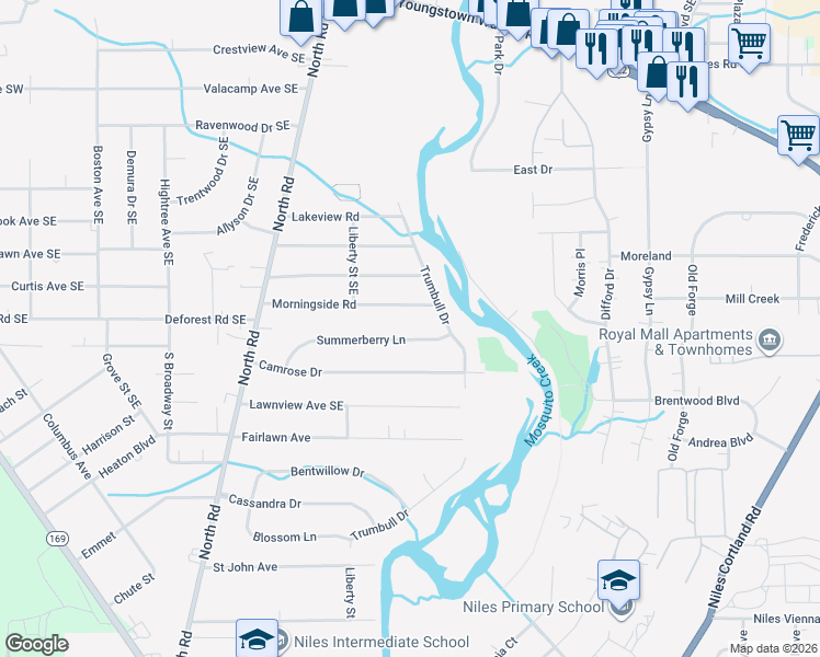 map of restaurants, bars, coffee shops, grocery stores, and more near 154 Morningside Road in Niles