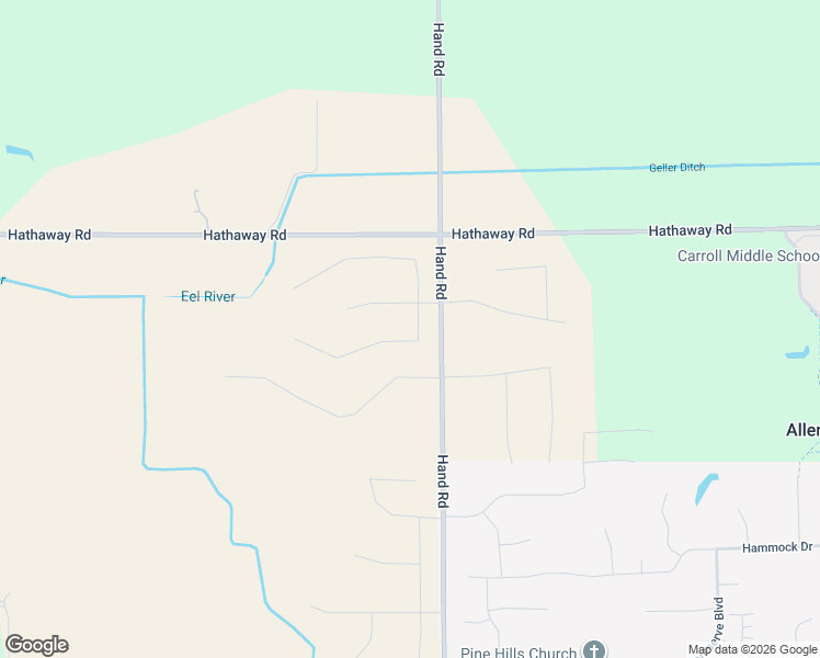 map of restaurants, bars, coffee shops, grocery stores, and more near 5327 Hathaway Road in Fort Wayne