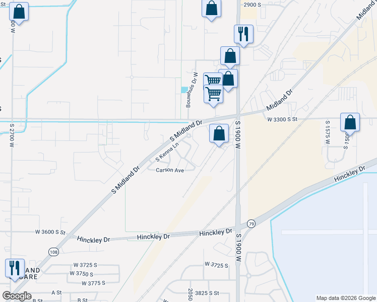 map of restaurants, bars, coffee shops, grocery stores, and more near 3385 South Brynn Avenue in West Haven