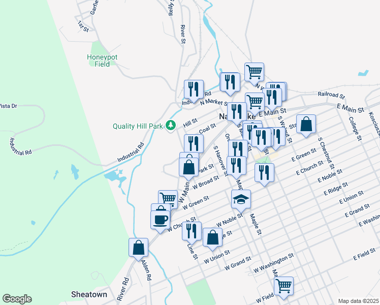 map of restaurants, bars, coffee shops, grocery stores, and more near 247 Apollo Circle in Nanticoke
