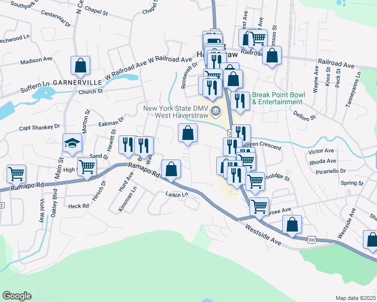 map of restaurants, bars, coffee shops, grocery stores, and more near 12 Kensington Circle in Garnerville
