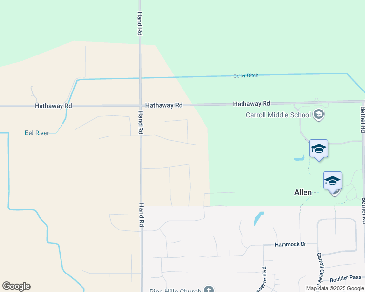 map of restaurants, bars, coffee shops, grocery stores, and more near 12732 Hand Road in Fort Wayne