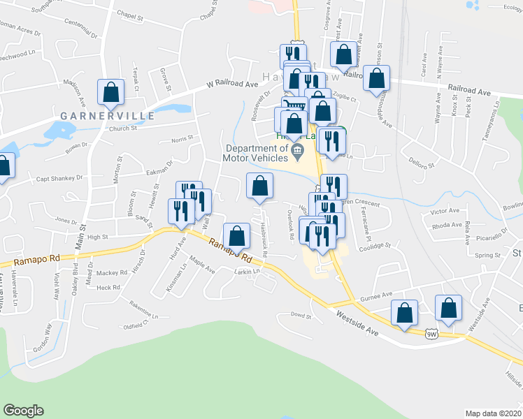 map of restaurants, bars, coffee shops, grocery stores, and more near 13 Kensington Circle in Garnerville