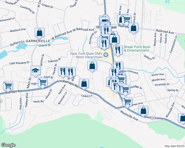 map of restaurants, bars, coffee shops, grocery stores, and more near 18 Kensington Circle in Garnerville