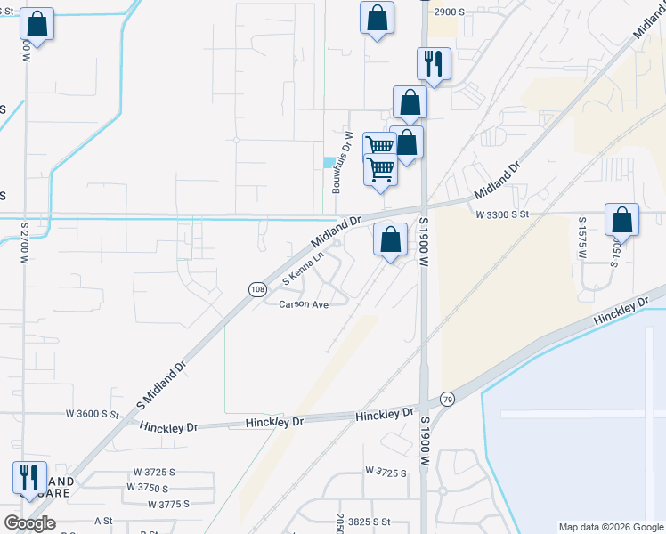 map of restaurants, bars, coffee shops, grocery stores, and more near 3385 South Brynn Avenue in West Haven