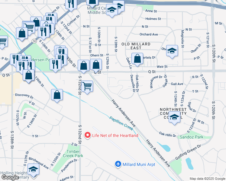 map of restaurants, bars, coffee shops, grocery stores, and more near in Omaha