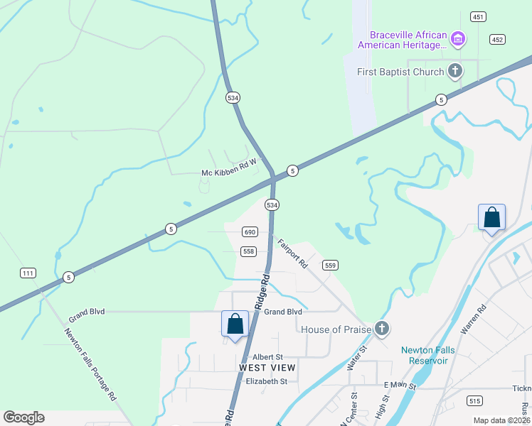 map of restaurants, bars, coffee shops, grocery stores, and more near 1492 Ohio 534 in Southington