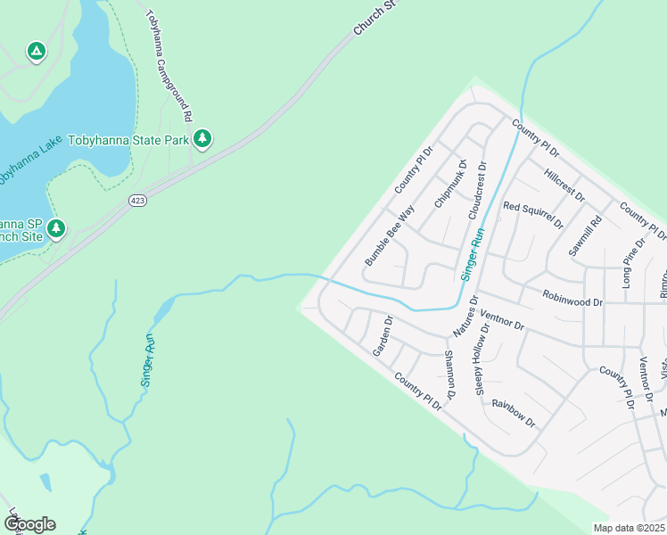map of restaurants, bars, coffee shops, grocery stores, and more near 8672 Country Place Drive in Tobyhanna
