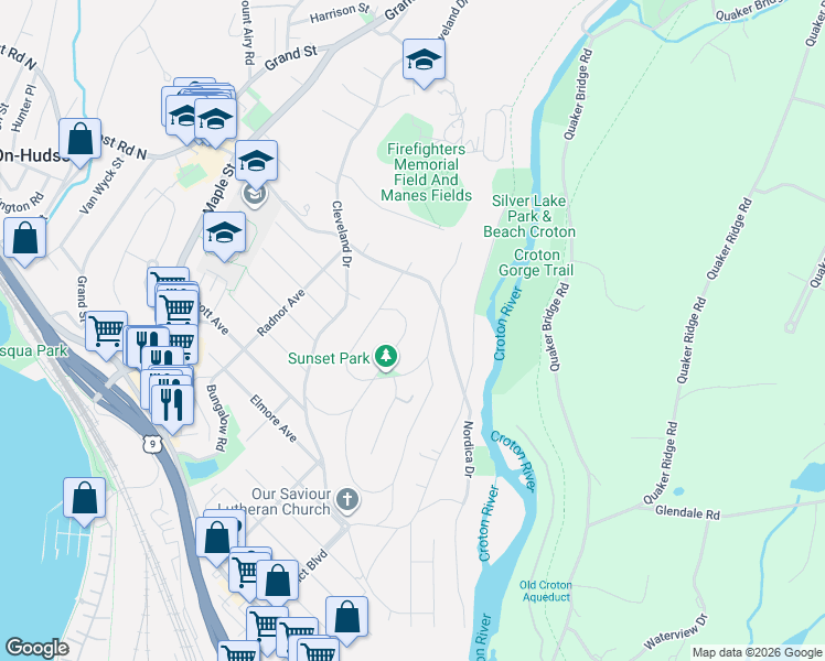 map of restaurants, bars, coffee shops, grocery stores, and more near 89 Lexington Drive in Croton-on-Hudson