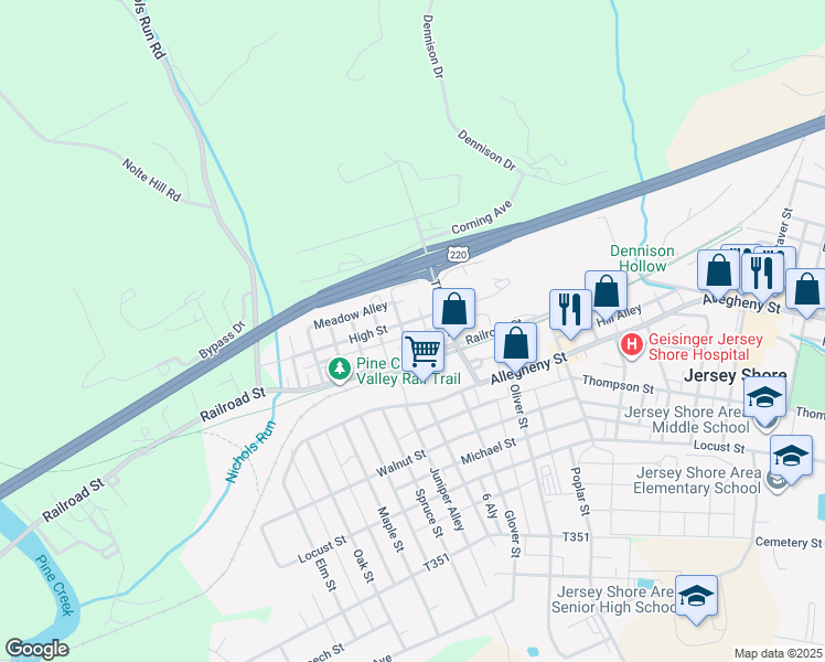 map of restaurants, bars, coffee shops, grocery stores, and more near 324 High Street in Jersey Shore
