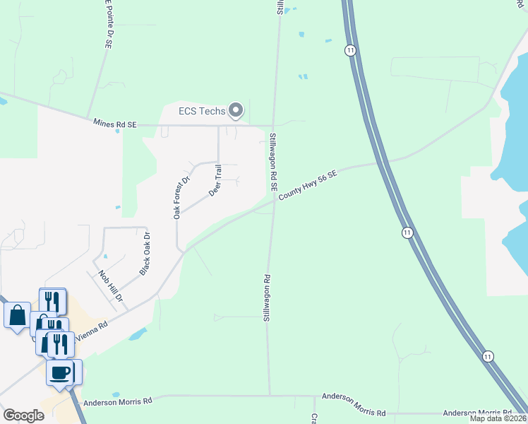 map of restaurants, bars, coffee shops, grocery stores, and more near 2878 Niles Vienna Road in Niles