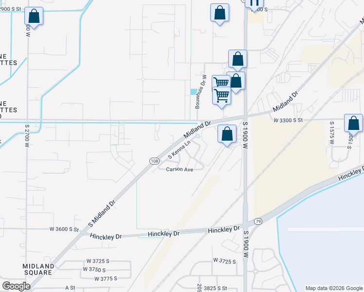 map of restaurants, bars, coffee shops, grocery stores, and more near 3400 Midland Drive in West Haven