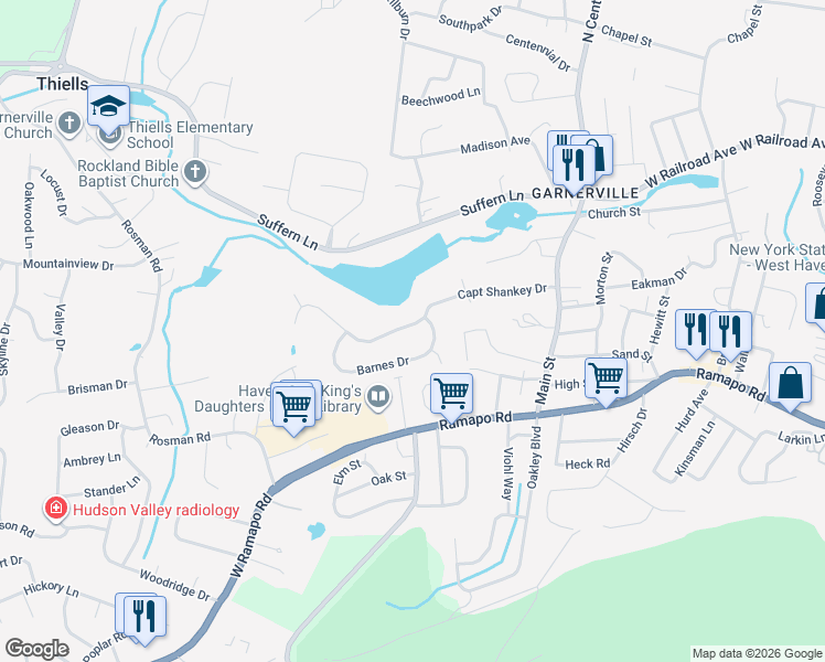 map of restaurants, bars, coffee shops, grocery stores, and more near 61 Capt Shankey Drive in West Haverstraw