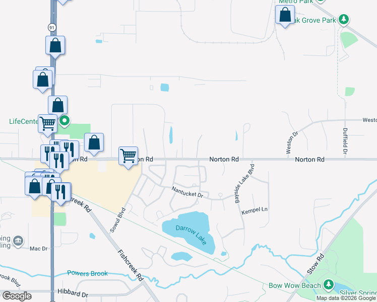map of restaurants, bars, coffee shops, grocery stores, and more near 1849 Norton Road in Hudson