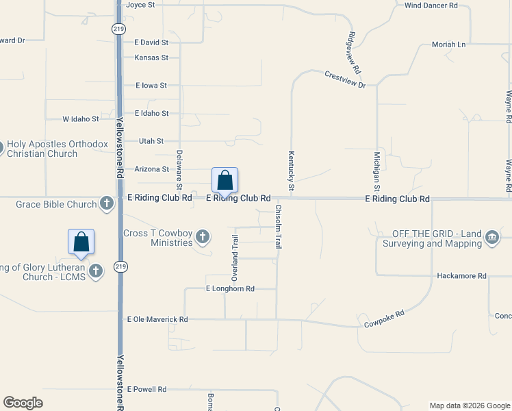 map of restaurants, bars, coffee shops, grocery stores, and more near 617 East Riding Club Road in Cheyenne