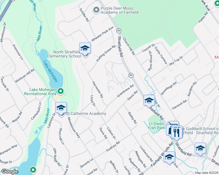 map of restaurants, bars, coffee shops, grocery stores, and more near 91 Gate Ridge Road in Fairfield