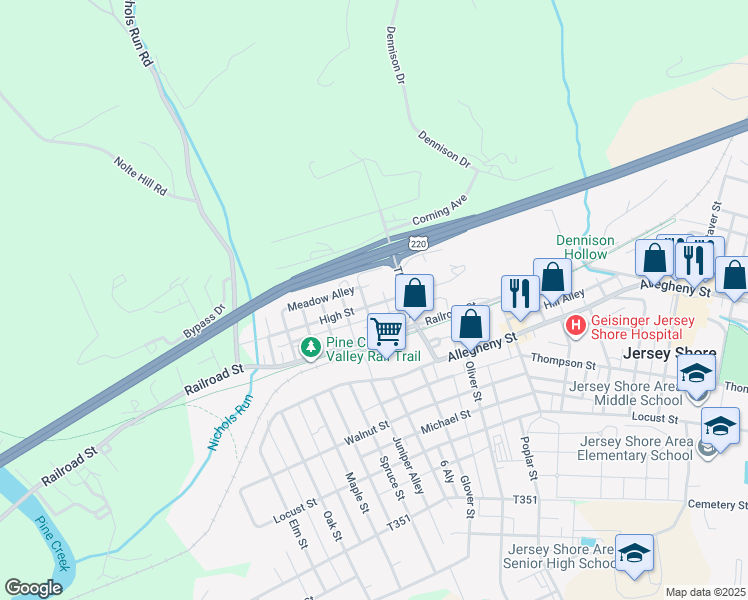 map of restaurants, bars, coffee shops, grocery stores, and more near 324 High Street in Jersey Shore