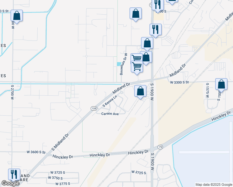 map of restaurants, bars, coffee shops, grocery stores, and more near 3329 South Kenna Lane in West Haven