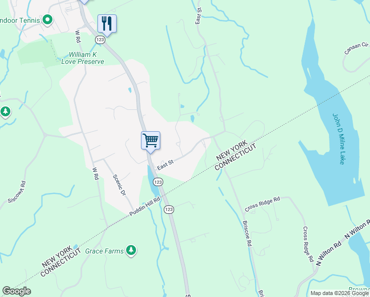 map of restaurants, bars, coffee shops, grocery stores, and more near 16 East Street in South Salem
