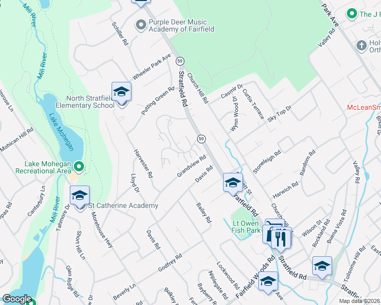map of restaurants, bars, coffee shops, grocery stores, and more near 35 Balmaha Court in Fairfield