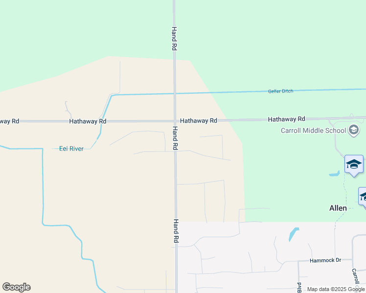map of restaurants, bars, coffee shops, grocery stores, and more near 13310 Hand Road in Fort Wayne