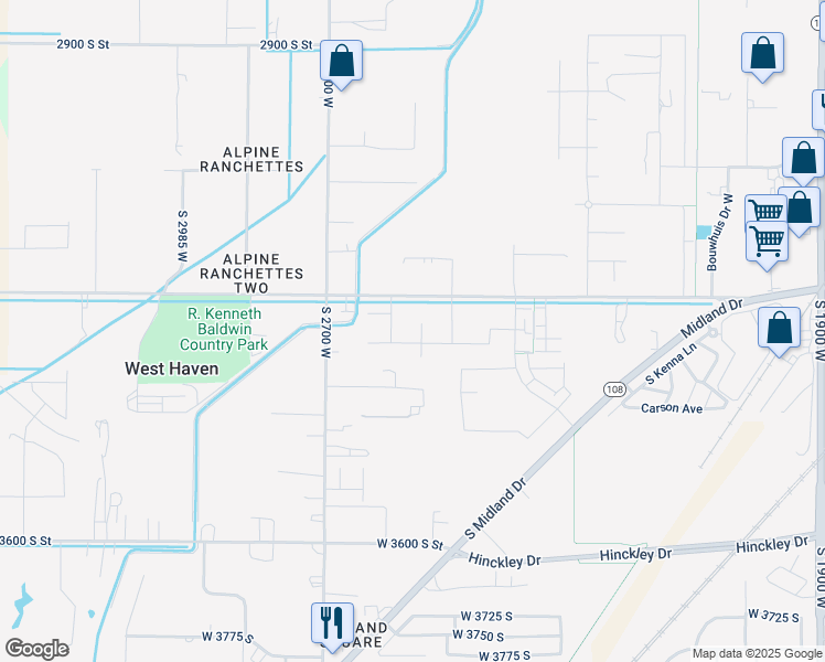 map of restaurants, bars, coffee shops, grocery stores, and more near 3351 South 2550 West in West Haven