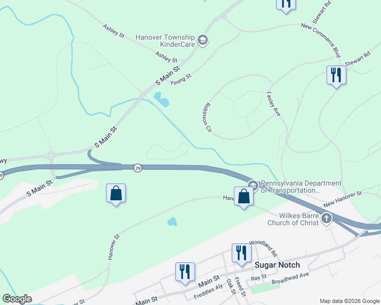 map of restaurants, bars, coffee shops, grocery stores, and more near 91 Allenberry Drive in Wilkes-Barre