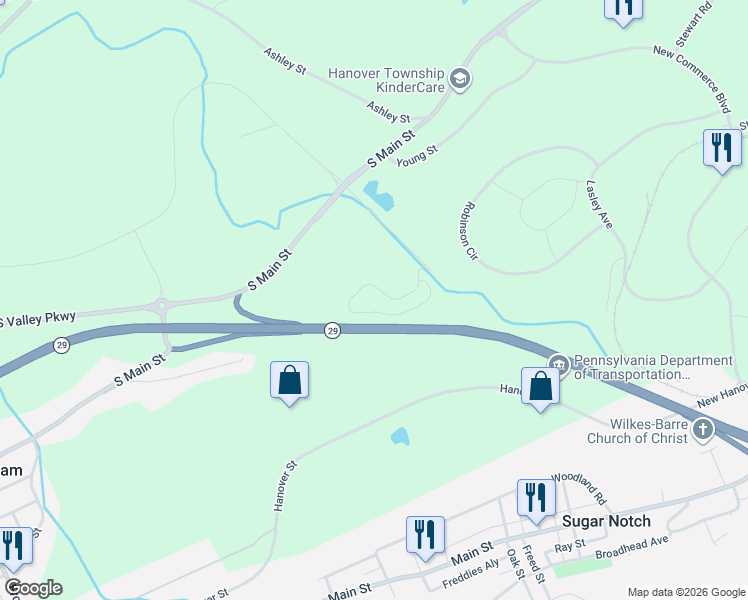 map of restaurants, bars, coffee shops, grocery stores, and more near 91 Allenberry Drive in Wilkes-Barre