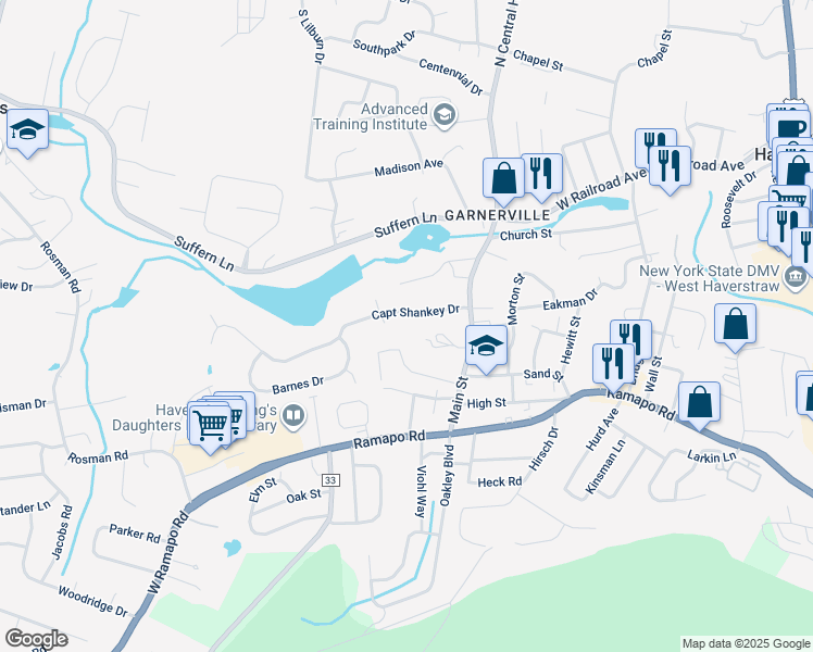 map of restaurants, bars, coffee shops, grocery stores, and more near 24 Jones Drive in West Haverstraw